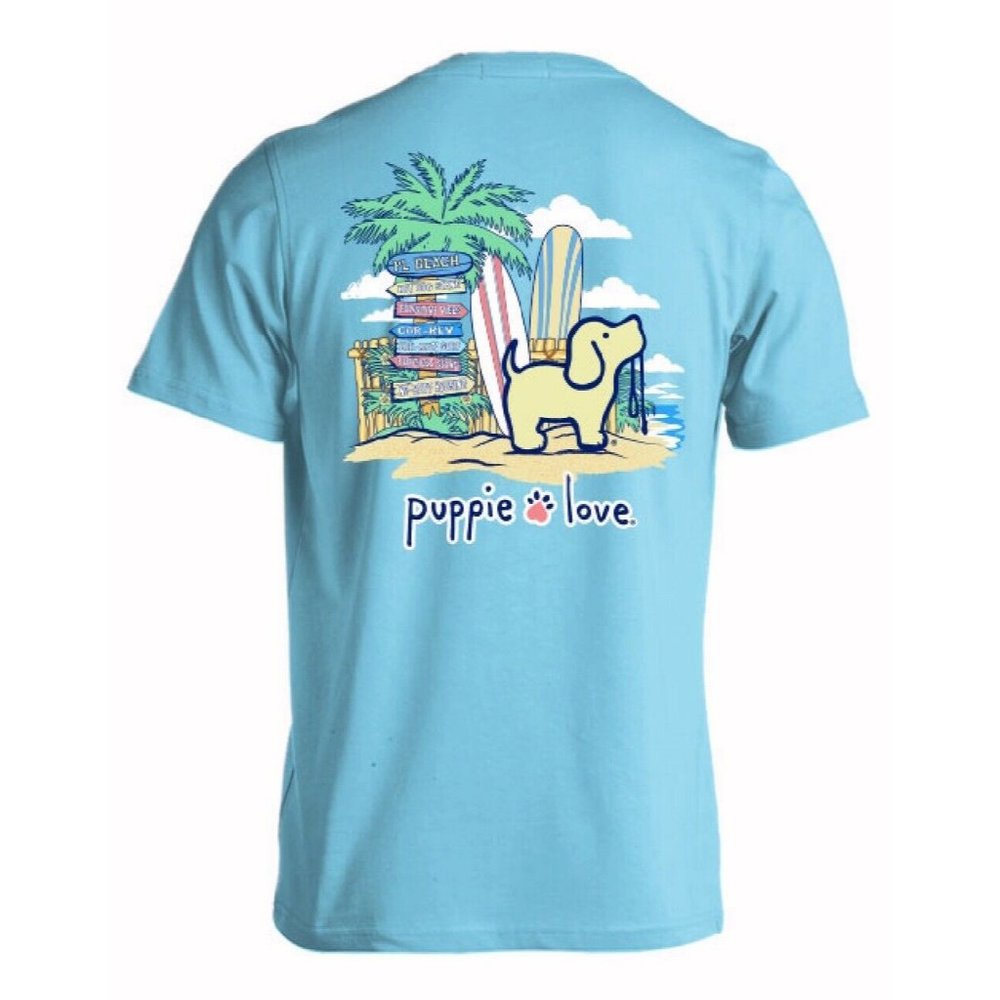 Puppie Love Dog Beach Pup Short Sleeve T-Shirt - NEW Fast Ship